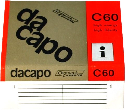 Compact Cassette Da Capo 60 Type I Normal 1980 Italy