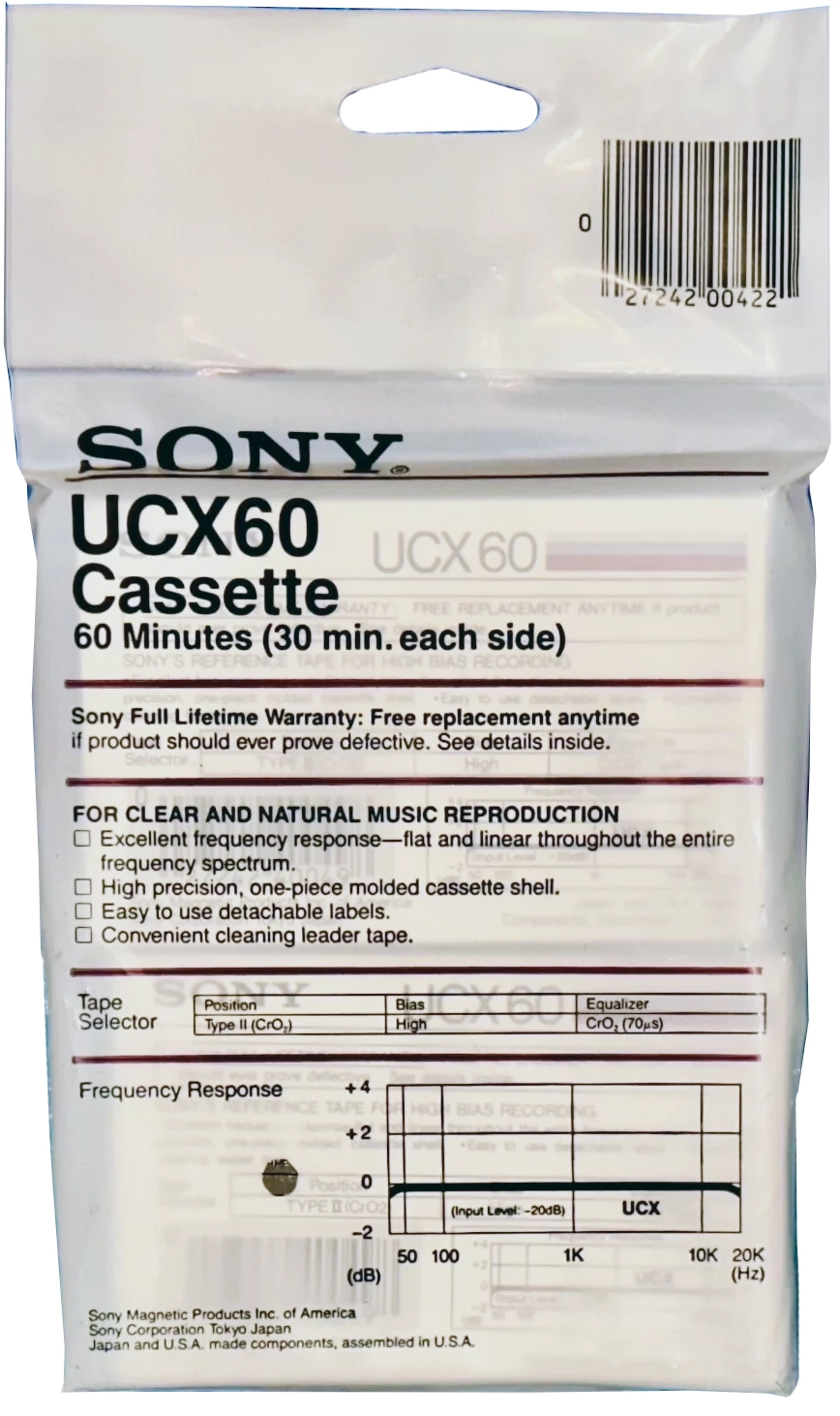 Soft Pack Sony UCX 60 Type II Chrome 1985 USA