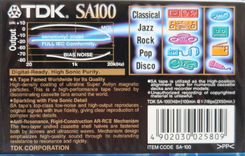 Compact Cassette TDK SA 100 "SA-100" Type II Chrome 1997 Worldwide