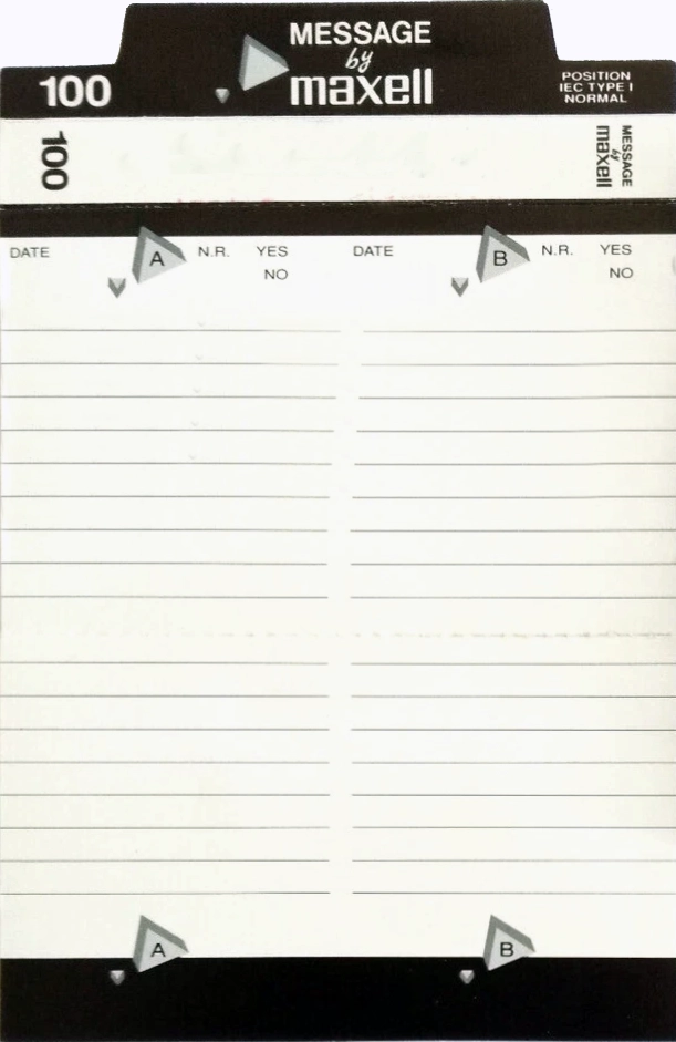 Compact Cassette Maxell Message 100 Type I Normal 1991 Italy
