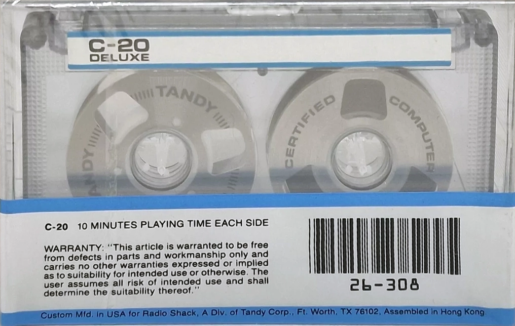Compact Cassette Tandy 20 "Cat. No/ 26-308" Computer Cassette USA