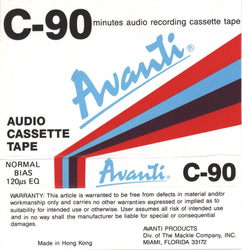 Compact Cassette Avanti 90 Type I Normal 1989 USA