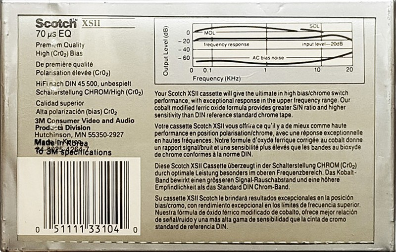 Compact Cassette Scotch XS II 90 Type II Chrome 1990 Worldwide