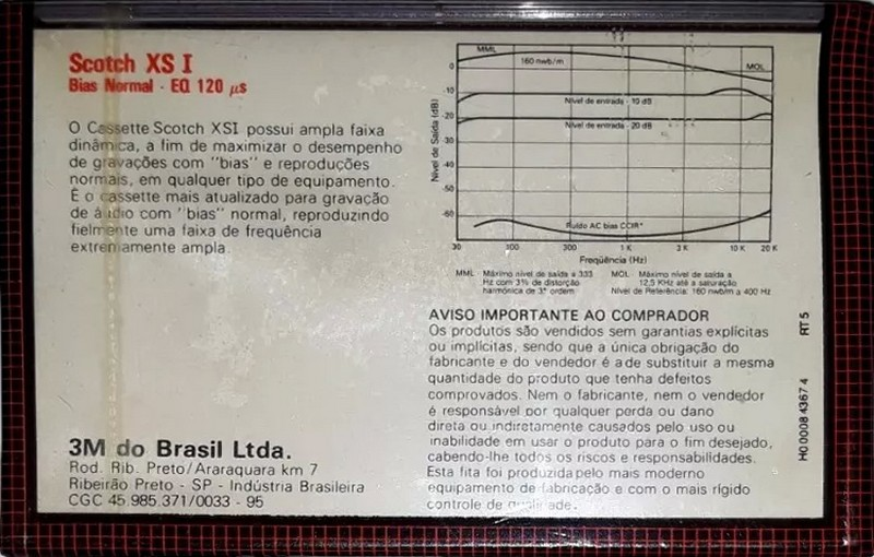 Compact Cassette Scotch XS I 90 Type I Normal 1982 Brazil