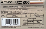 Compact Cassette Sony UCX-S 90 Type II Chrome 1985 USA