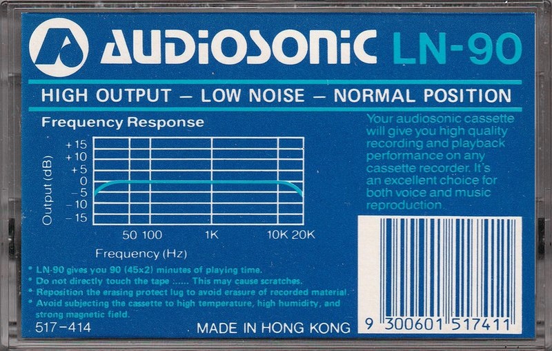 Compact Cassette Audiosonic 90 Type I Normal 1986 Australia