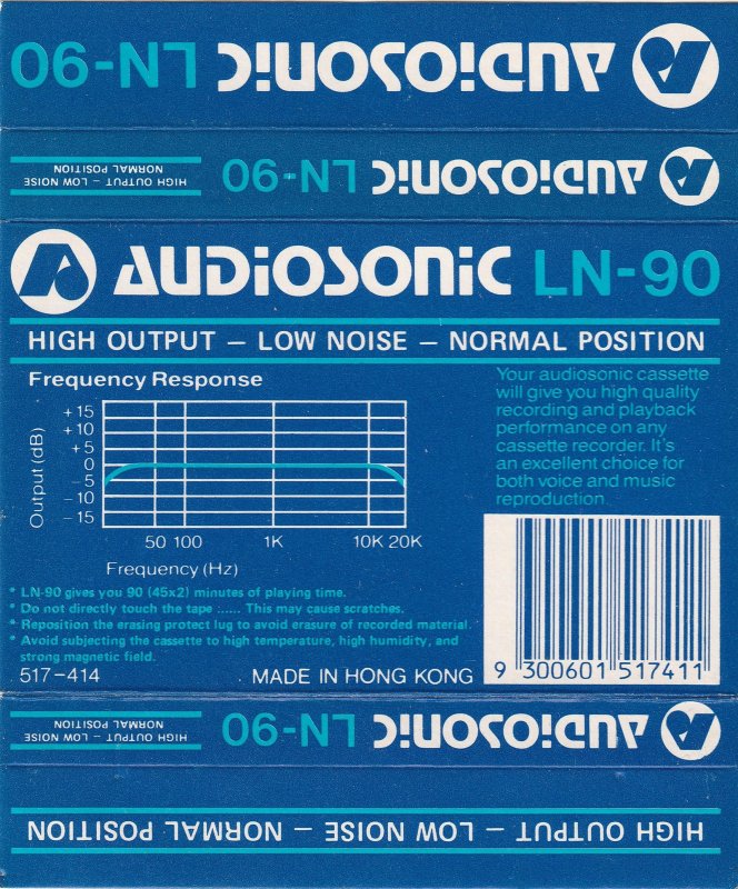 Compact Cassette Audiosonic 90 Type I Normal 1986 Australia