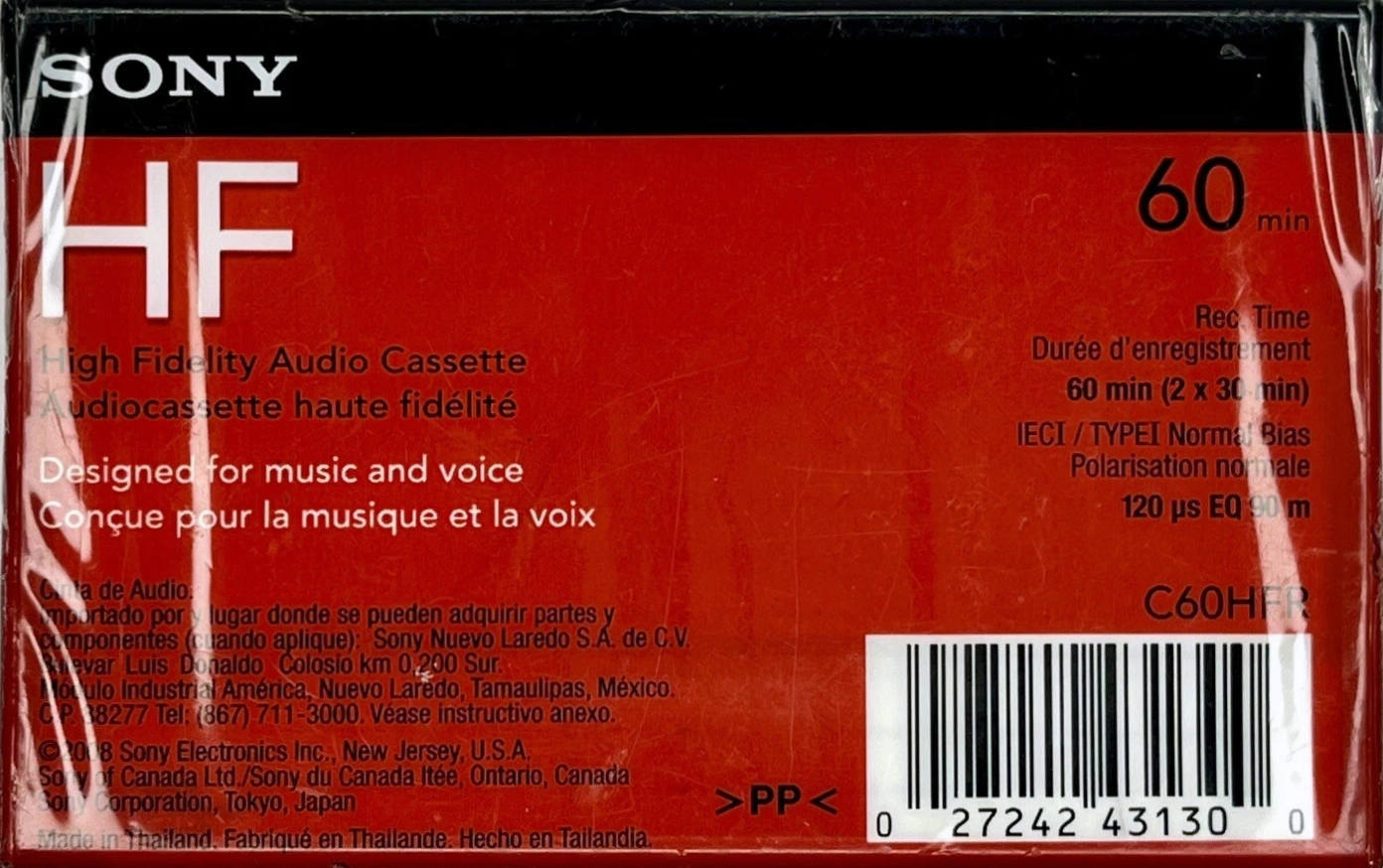 Compact Cassette Sony HF 60 "C60HFR" Type I Normal 2008 North America