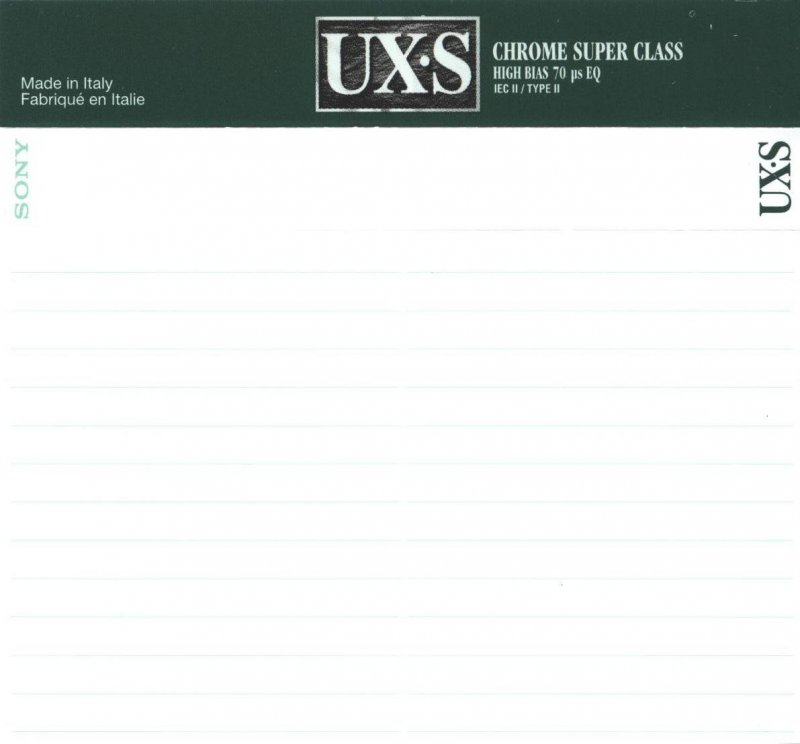 Compact Cassette Sony UX-S 60 Type II Chrome 1999 Europe