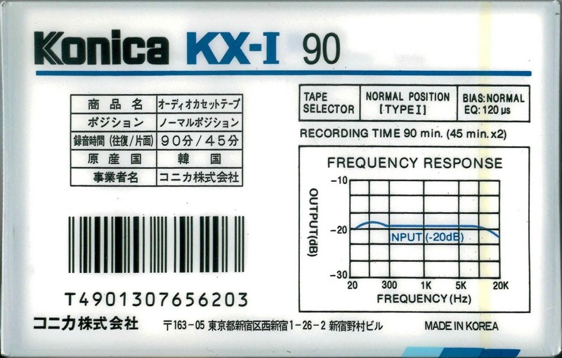 Compact Cassette Konica KX-I 90 Type I Normal 1987 Japan