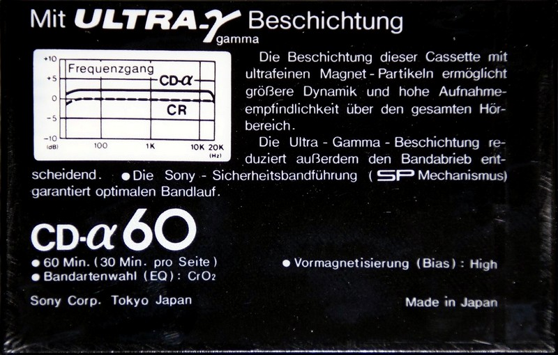 Compact Cassette Sony CD-α 60 Type II Chrome 1978 Germany