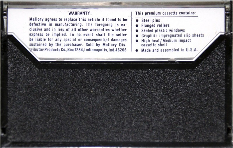 Compact Cassette Mallory UHO 90 Type I Normal USA