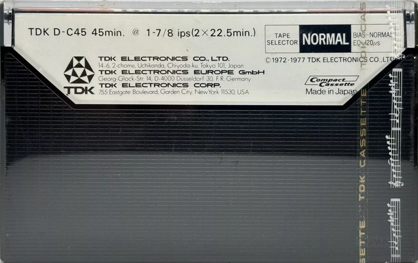 Compact Cassette TDK D 45 Type I Normal 1975 Europe, USA