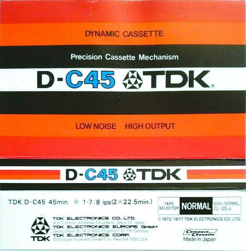 Compact Cassette TDK D 45 Type I Normal 1975 Europe, USA