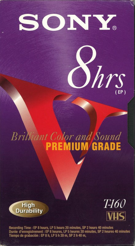 VHS, Video Home System Sony Premium Grade 160 "T-160VF" Type I Normal 1999 North America