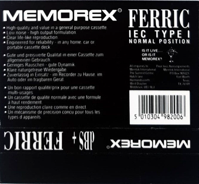 Compact Cassette Memorex dBS+ 90 Type I Normal 1991 Europe
