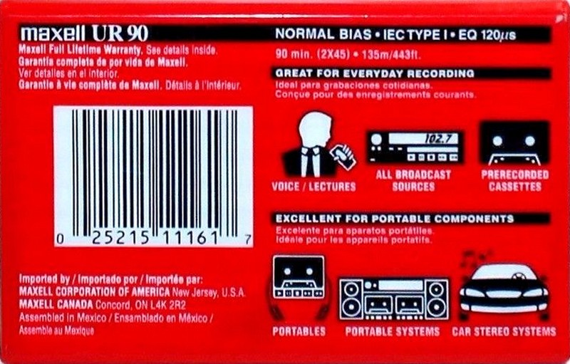 Compact Cassette Maxell UR 90 Type I Normal 2002 North America