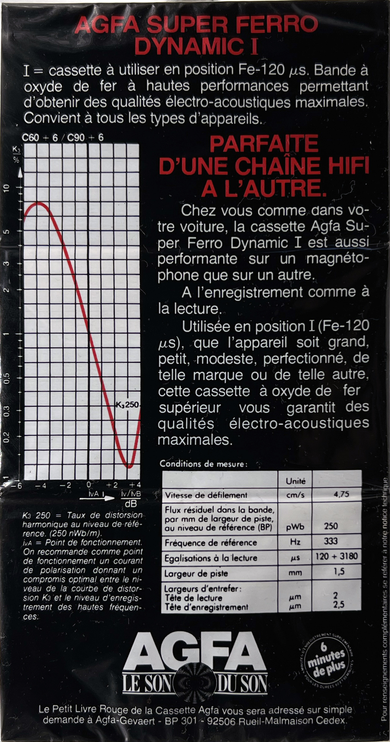 3 pack AGFA Super Ferro Dynamic I 90+6 Type I Normal 1980 France