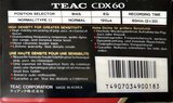 Compact Cassette Teac CDX 60 Type I Normal 1990 Europe