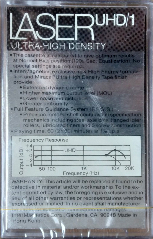 Compact Cassette Laser UHD/1 60 Type I Normal USA