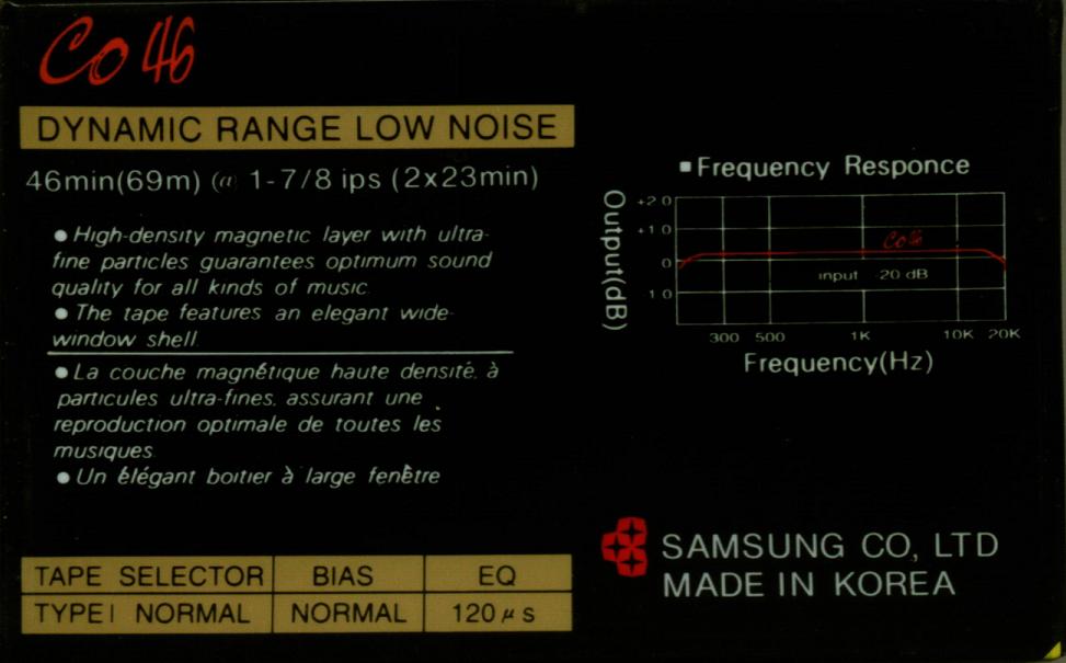 Compact Cassette Samsung CO 46 Type I Normal 1990 Canada