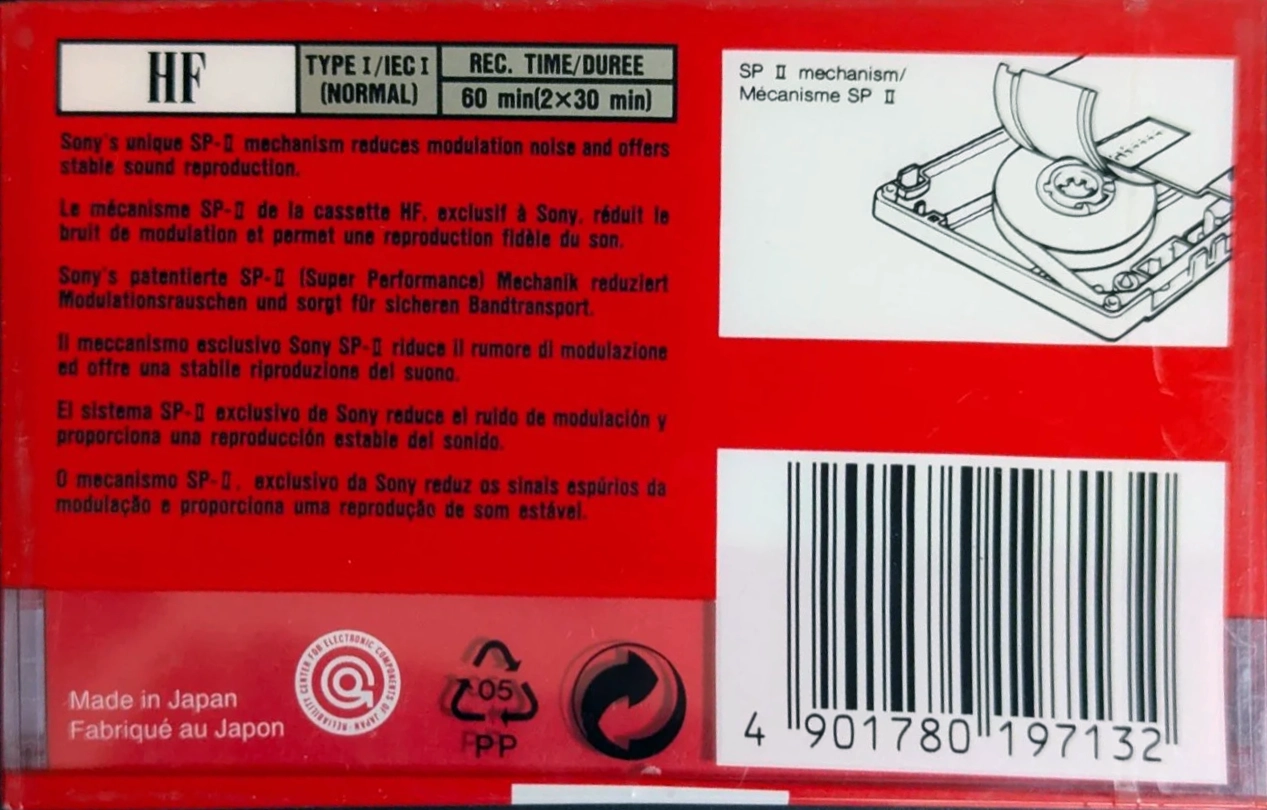 Compact Cassette Sony HF 60 Type I Normal 1992 Europe