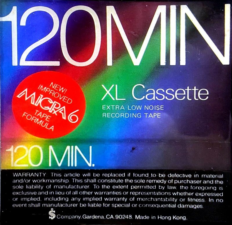 Compact Cassette Inter Magnetics XL 120 "Micra 6" Type I Normal 1987 USA
