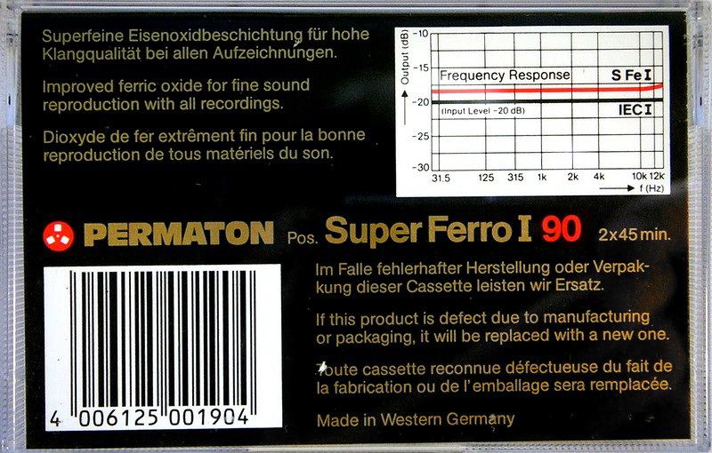 Compact Cassette Permaton Super Ferro I 90 Type I Normal 1980 Germany