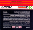 Compact Cassette TDK D 90 Type I Normal 1982 Australia, Europe