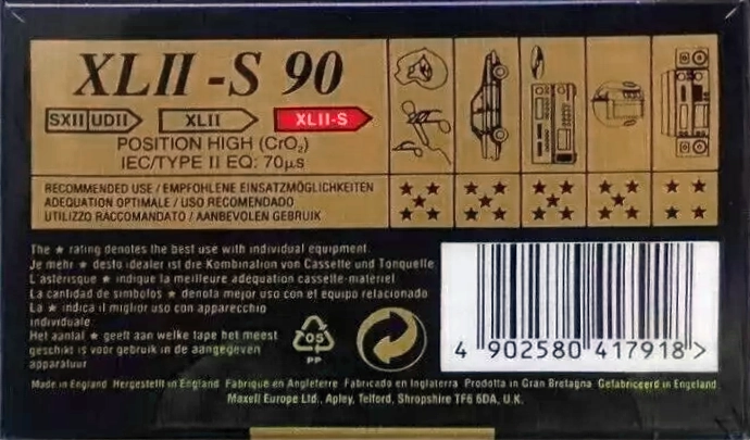 Compact Cassette Maxell XLII-S 90 Type II Chrome 1994 Europe