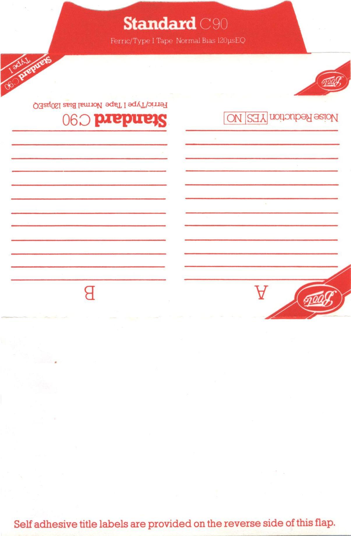 Compact Cassette Boots / Boots Audio 90 "Standard" Type I Normal UK