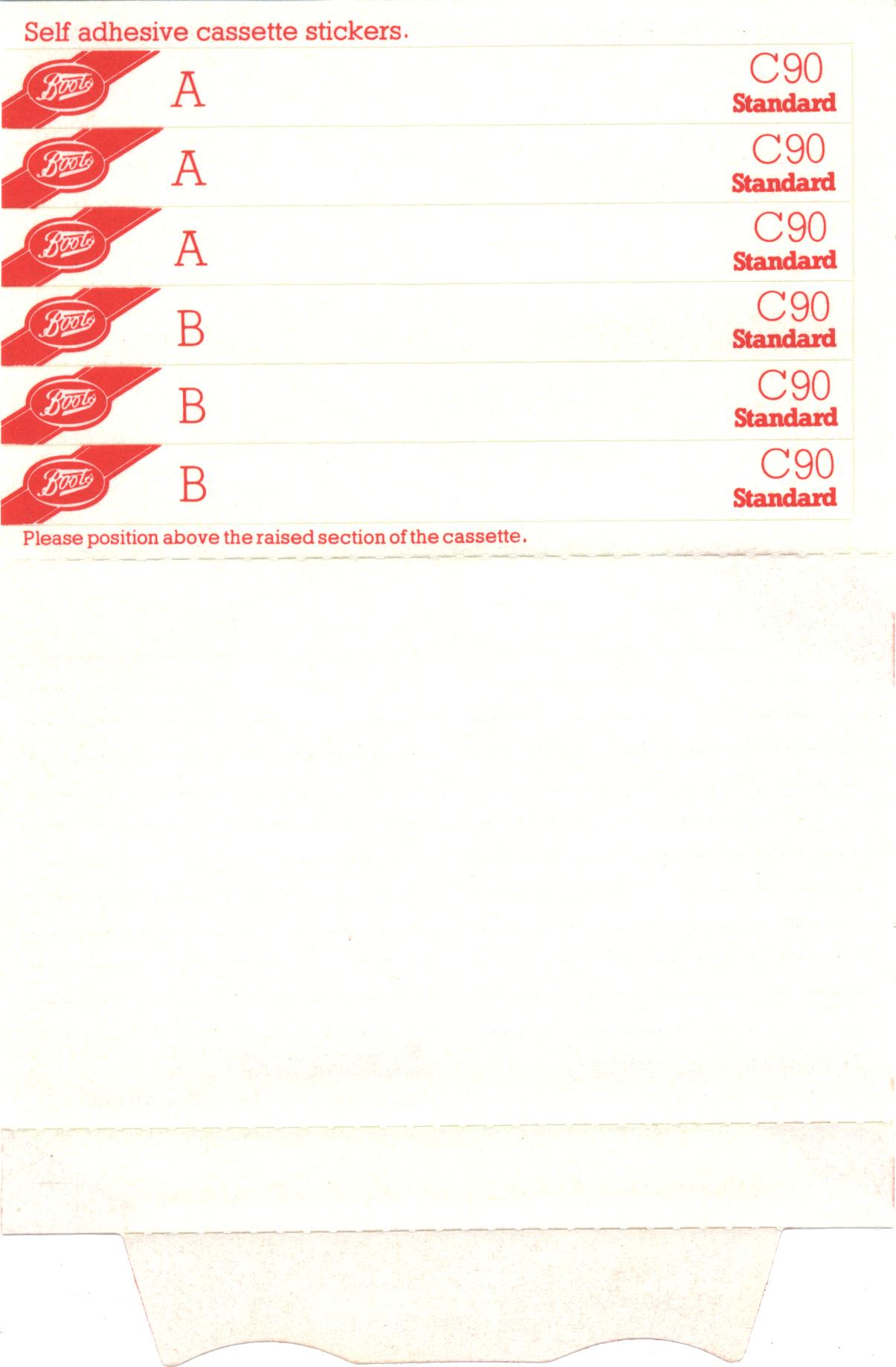 Compact Cassette Boots / Boots Audio 90 "Standard" Type I Normal UK