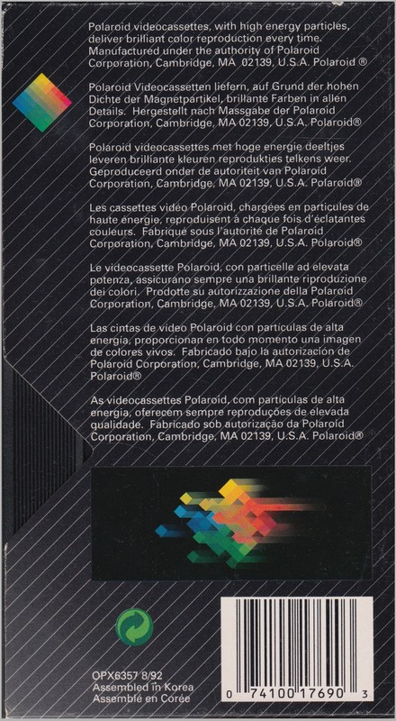 VHS, Video Home System Polaroid HQ 180 Type I Normal Europe