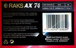 Compact Cassette RAKS AX 74 Type I Normal 1996 Europe