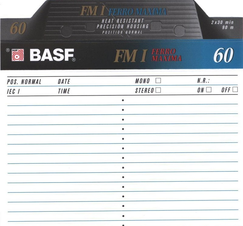 Compact Cassette BASF FM I Ferro Maxima 60 Type I Normal 1995 Europe