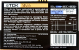 Compact Cassette TDK MA 46 "MA-46SE" Type IV Metal 1990 Europe