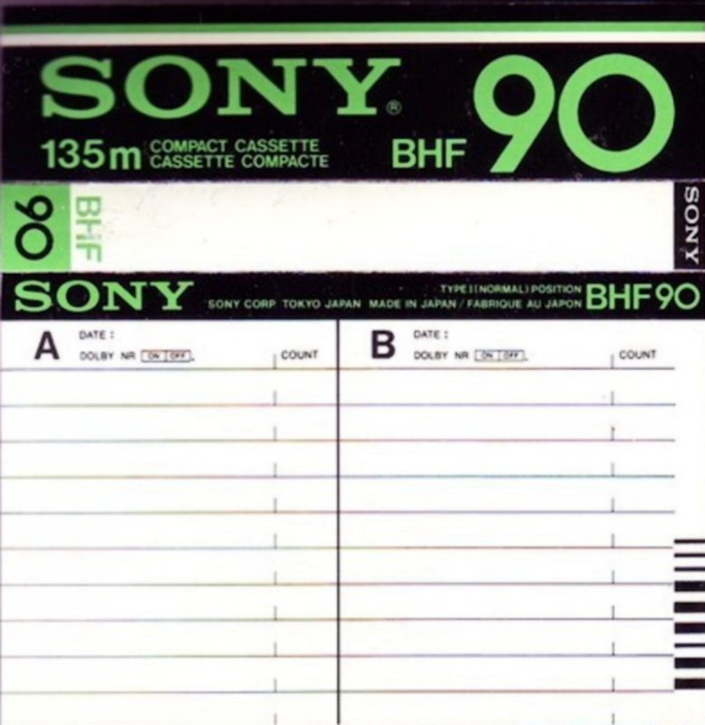 Compact Cassette Sony BHF 90 Type I Normal 1978 North America
