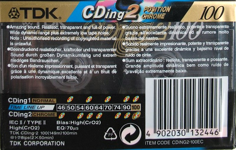 Compact Cassette TDK CDing 2 100 "CDING2-100EC" Type II Chrome 2001 Europe