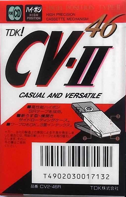 Compact Cassette TDK CV-II 46 &quot;CV2-46R&quot; Type II Chrome 1991 Japan