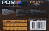 Compact Cassette PDM CD X 75 Type II Chrome 1990 Europe