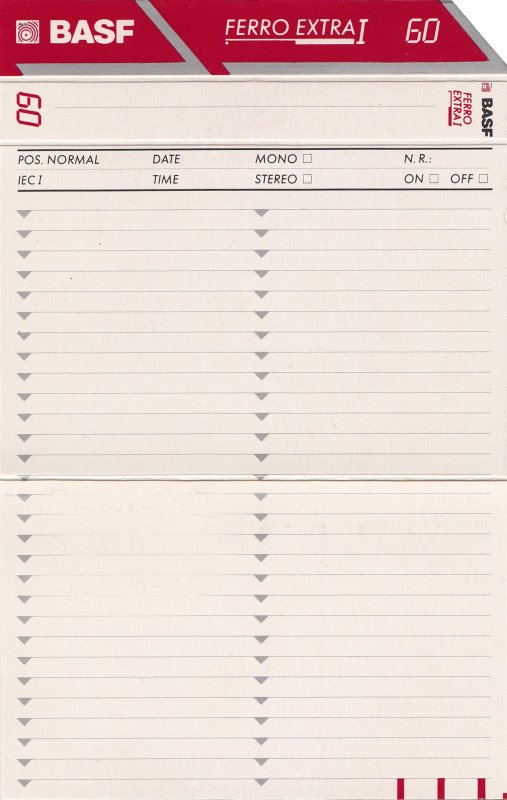 Compact Cassette BASF Ferro Extra I 60 Type I Normal 1991 Europe
