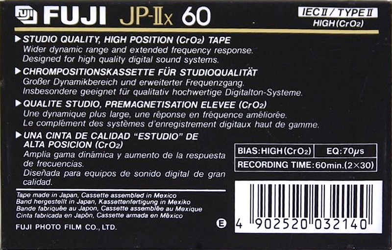 Compact Cassette Fuji JP-IIx 60 Type I Normal 1989 Europe