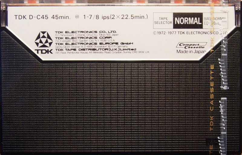 Compact Cassette TDK D 45 Type I Normal 1975 Europe, USA