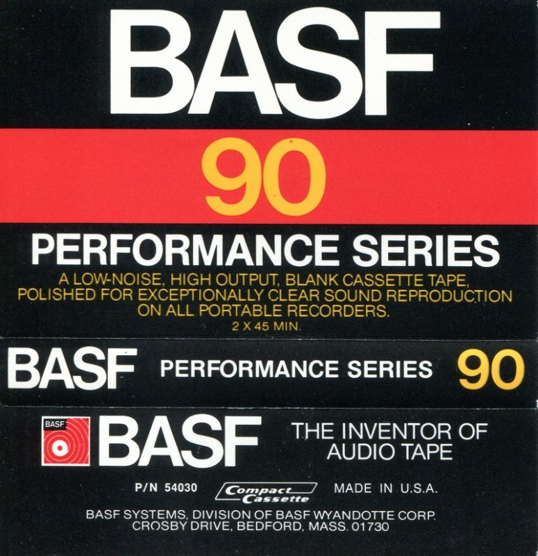 Compact Cassette BASF performance series 90 Type I Normal 1976 USA