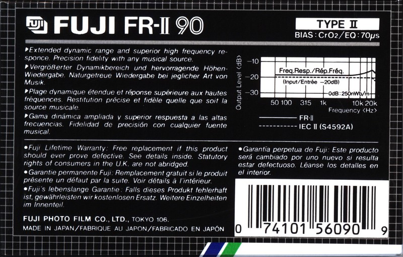 Compact Cassette Fuji FR-II 90 Type II Chrome 1988 North America