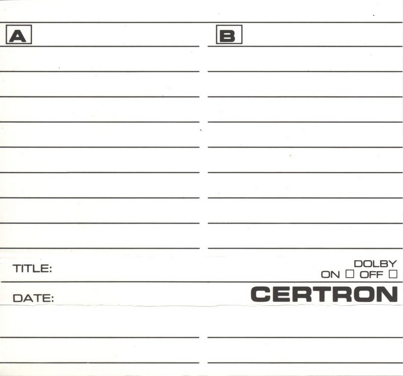 Compact Cassette Certron HD 90 Type I Normal China