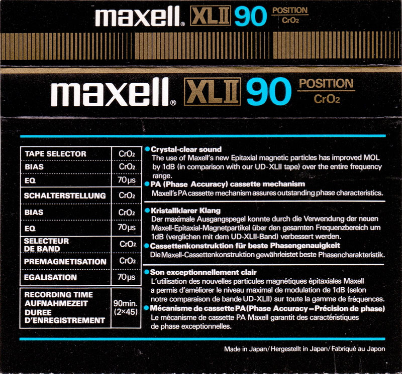 Compact Cassette Maxell XLII 90 Type II Chrome 1982 Europe
