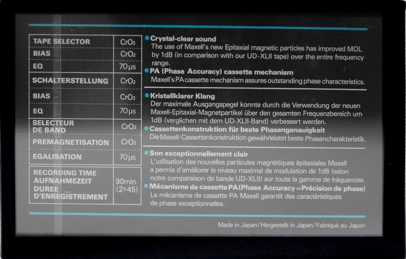 Compact Cassette Maxell XLII 90 Type II Chrome 1982 Europe