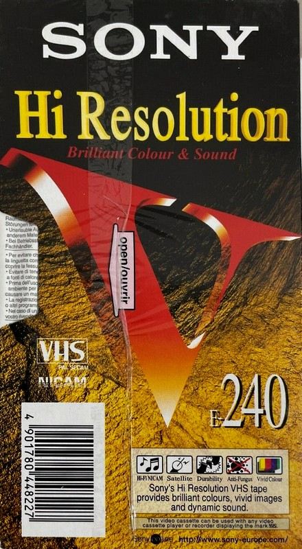 VHS, Video Home System Sony Hi Resolution 240 Type I Normal 1996 Europe