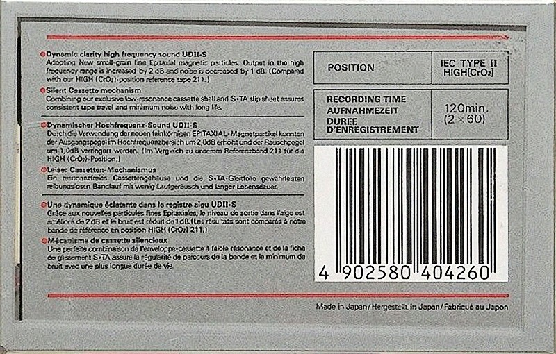 Compact Cassette Maxell UDII-S 120 Type II Chrome 1986 Europe